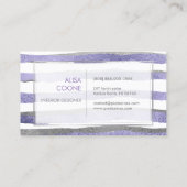 Carte De Visite PixDezines faux argent+bandes de feuilles violette (Dos)