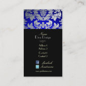 Carte De Visite PixDezines faux argent baroque damask bleu/noir (Dos)