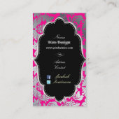 Carte De Visite PixDezines Faux argent baroque damask rose chaud (Dos)