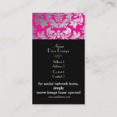 Carte De Visite PixDezines Faux argent baroque damask rose chaud (Dos)