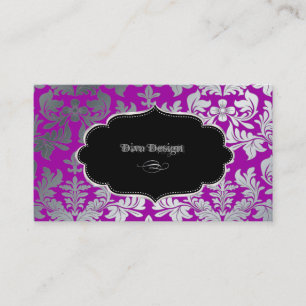 Carte De Visite PixDezines Faux argent baroque damassé violet
