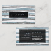 Carte De Visite PixDezines faux bandes bleu+argent (Devant / Derrière)