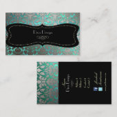 Carte De Visite PixDezines faux flore argent damas/do-it-yourself  (Devant / Derrière)
