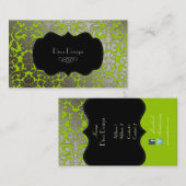 Carte De Visite PixDezines faux flore argent damas/do-it-yourself  (Devant / Derrière)