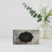 Carte De Visite PixDezines faux flore argent damas/do-it-yourself  (Debout devant)