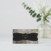 Carte De Visite PixDezines faux flore argent damas/do-it-yourself  (Debout devant)