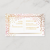 Carte De Visite PixDezines faux or+roses arômes / confettis (Dos)