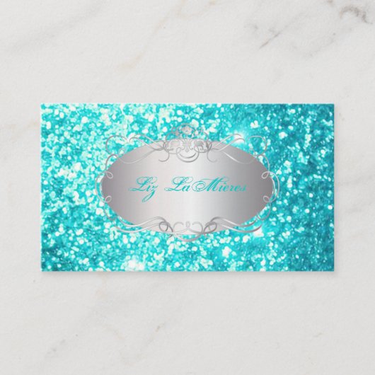 Carte De Visite PixDezines Faux Parties scintillant Aqua Blue (Devant)