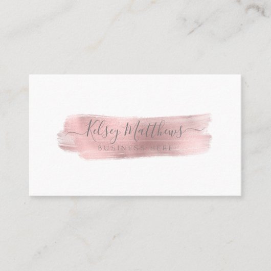 Carte De Visite PixDezines Faux Rose Gold Brush Stroke (Devant)