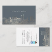 Carte De Visite PixDezines Faux Silver NYC Skyline/arrière - plan  (Devant / Derrière)
