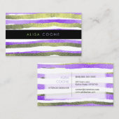 Carte De Visite PixDezines faux vert+bandes de feuilles violettes (Devant / Derrière)