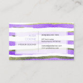 Carte De Visite PixDezines faux vert+bandes de feuilles violettes (Dos)