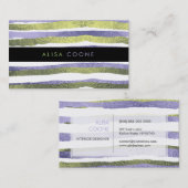 Carte De Visite PixDezines faux vert+bandes de feuilles violettes (Devant / Derrière)