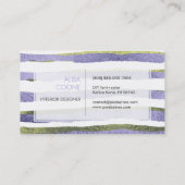 Carte De Visite PixDezines faux vert+bandes de feuilles violettes (Dos)