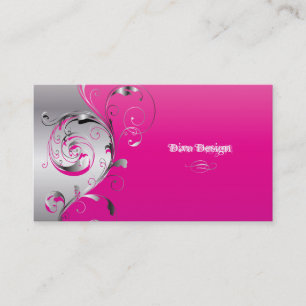 Carte De Visite PixDezines Filigree+spirales/argent+rose chaud