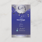 Carte De Visite PixDezines Filigree+tourbillons/argent+bleu cobalt (Dos)