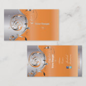 Carte De Visite PixDezines Filigree+tourbillons/argent+tangerine t (Devant / Derrière)