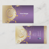 Carte De Visite PixDezines Filigree+tourbillons/or+violet/DO-IT-YO (Devant / Derrière)