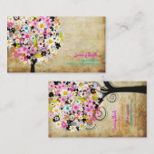 Carte De Visite PixDezines fleurs printanières/bordures d'arbres  (Devant / Derrière)