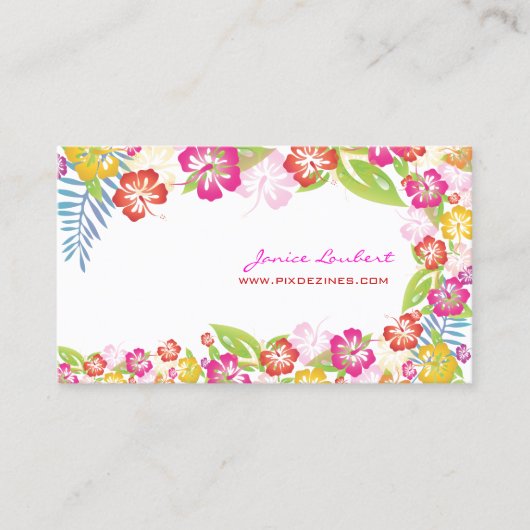 Carte De Visite PixDezines, fleurs tropicales rétro audacieuses/st (Devant)