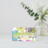 Carte De Visite PixDezines, fleurs tropicales rétro/couleur DO-IT- (Debout devant)