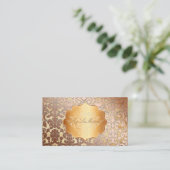 Carte De Visite PixDezines FLORA DAMASK FAUX COPPER+PARCHMENT (Debout devant)