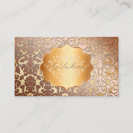 Carte De Visite PixDezines FLORA DAMASK FAUX COPPER+PARCHMENT (Devant)