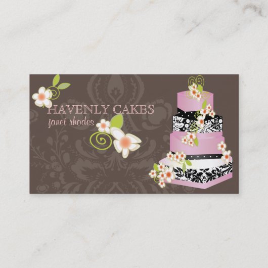 Carte De Visite PixDezines fondant rose mariage gâteau/boulangerie (Devant)