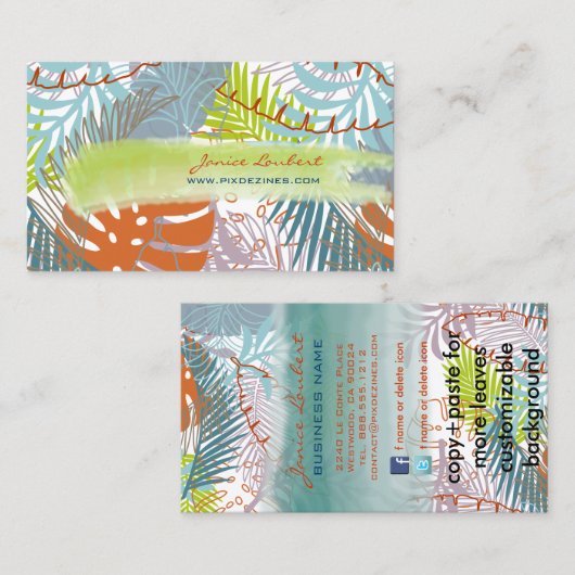 Carte De Visite PixDezines forêt tropicale/feuilles tropicaux/do-i (Devant / Derrière)