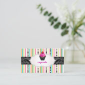 Carte De Visite PixDezines fraises tourbillons cupcake+stripes (Debout devant)