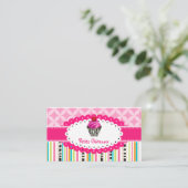 Carte De Visite PixDezines fraises tourbillons cupcake+stripes (Debout devant)