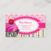 Carte De Visite PixDezines fraises tourbillons cupcake+stripes (Dos)