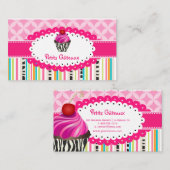 Carte De Visite PixDezines fraises tourbillons cupcake+stripes (Devant / Derrière)