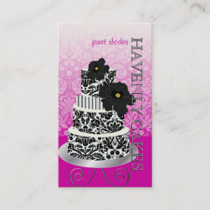 Carte De Visite PixDezines gâteau noir+blanc damassé/pâtisserie
