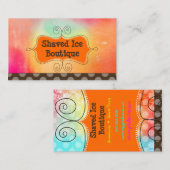 Carte De Visite PixDezines Glace rasée arc-en-ciel + Pois (Devant / Derrière)