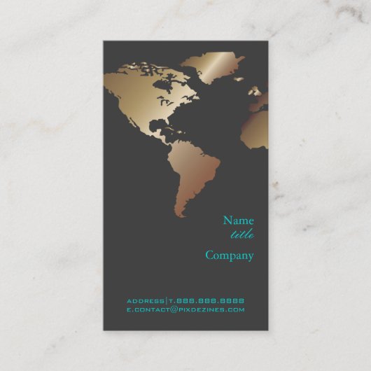 Carte De Visite PixDezines Go Global/World Map/Faux Metallic (Devant)