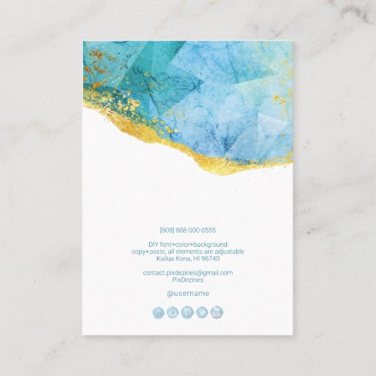 Carte De Visite PixDezines H2 Quartz Crystal Aqua Boucles d'oreill (Dos)