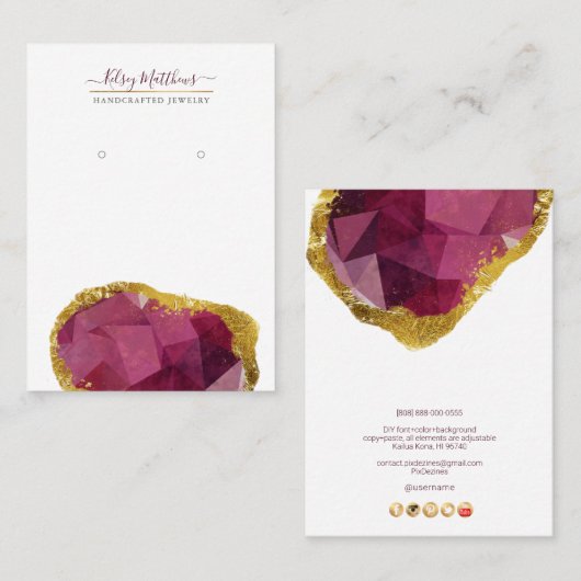 Carte De Visite PixDezines H2 Quartz Crystal Garnet Red Business C (Devant / Derrière)