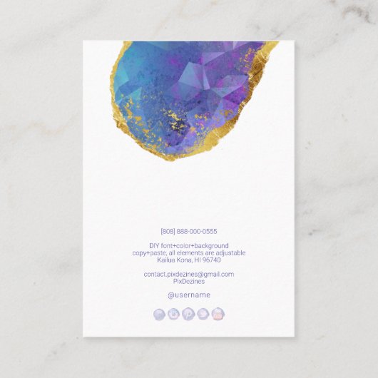 Carte De Visite PixDezines H2 Quartz Crystal Ombre bleu violet (Dos)