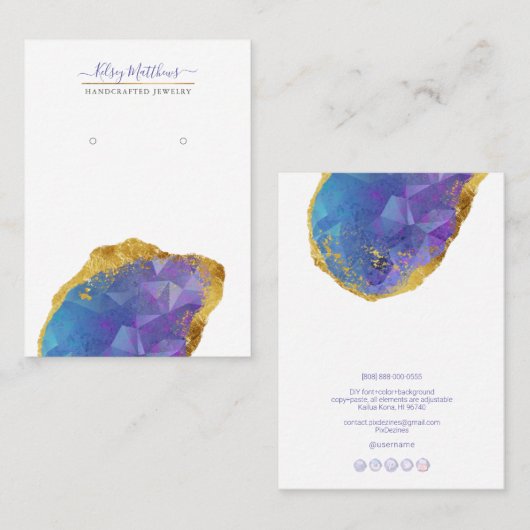 Carte De Visite PixDezines H2 Quartz Crystal Ombre bleu violet (Devant / Derrière)