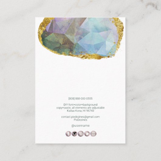 Carte De Visite PixDezines H2 Quartz Crystal Ombre bleu violet (Dos)