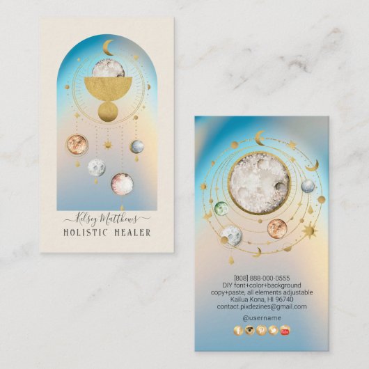 Carte De Visite PixDezines H2 Travaux Célestes Faux Or (Devant / Derrière)