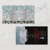 Carte De Visite PixDezines Haute Coutour Damask, Faux Pearl (Devant / Derrière)