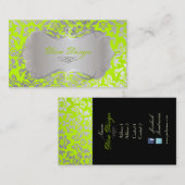 Carte De Visite PixDezines Haute Coutour Damask, Faux Silver (Devant / Derrière)