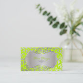Carte De Visite PixDezines Haute Coutour Damask, Faux Silver (Debout devant)