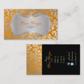 Carte De Visite PixDezines Haute Coutour Damask, Faux Silver (Devant / Derrière)
