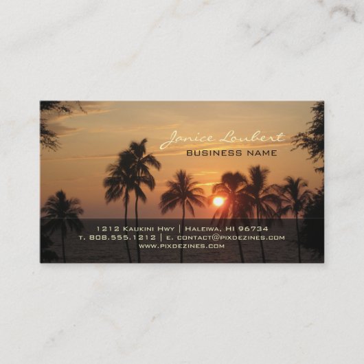 Carte De Visite PixDezines Hawaiian Beach Sunset (Devant)