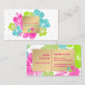 Carte De Visite PixDezines Hibiscus/Spectres d'or/Arrière - plan D (Devant / Derrière)