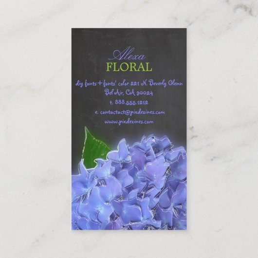 Carte De Visite PixDezines hydrangées bleues, fleuristes/tableau d (Dos)