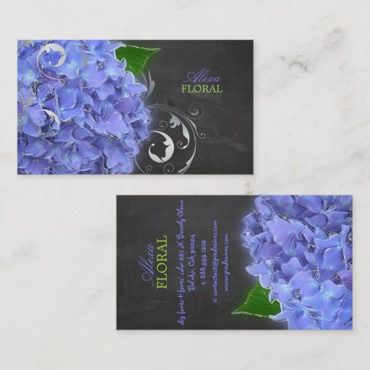 Carte De Visite PixDezines hydrangées bleues, fleuristes/tableau d (Devant / Derrière)